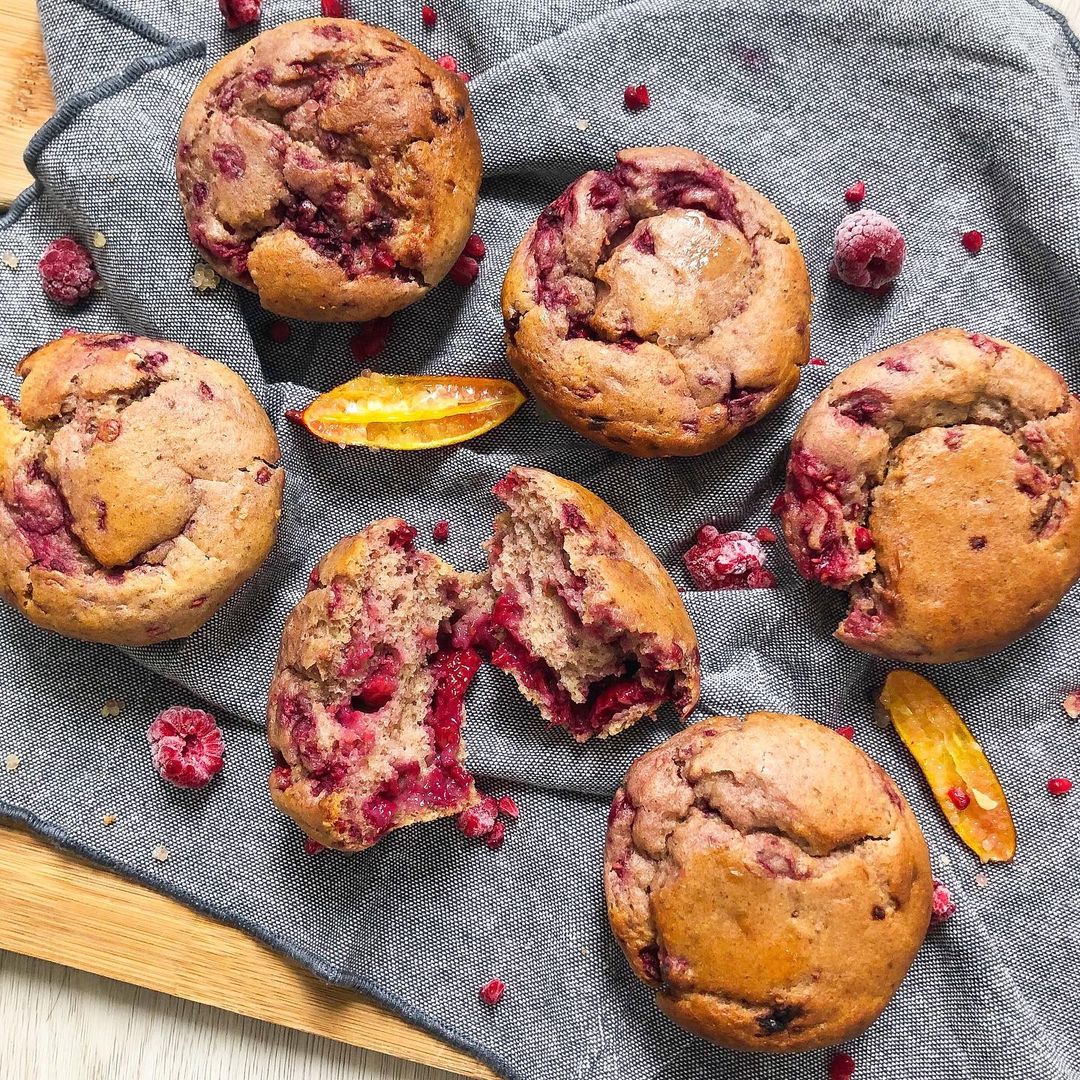 Finger Lime and Raspberry Muffins